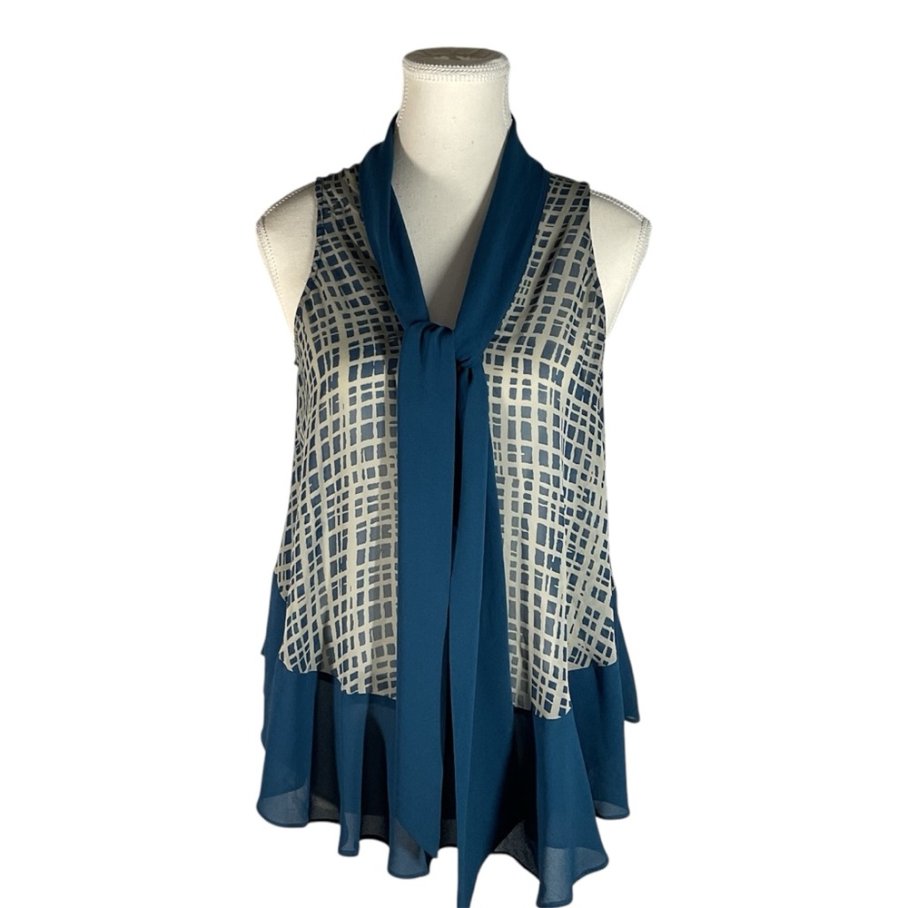 Naked Zebra Blue Sleeveless Blouse - Picture 1 of 8